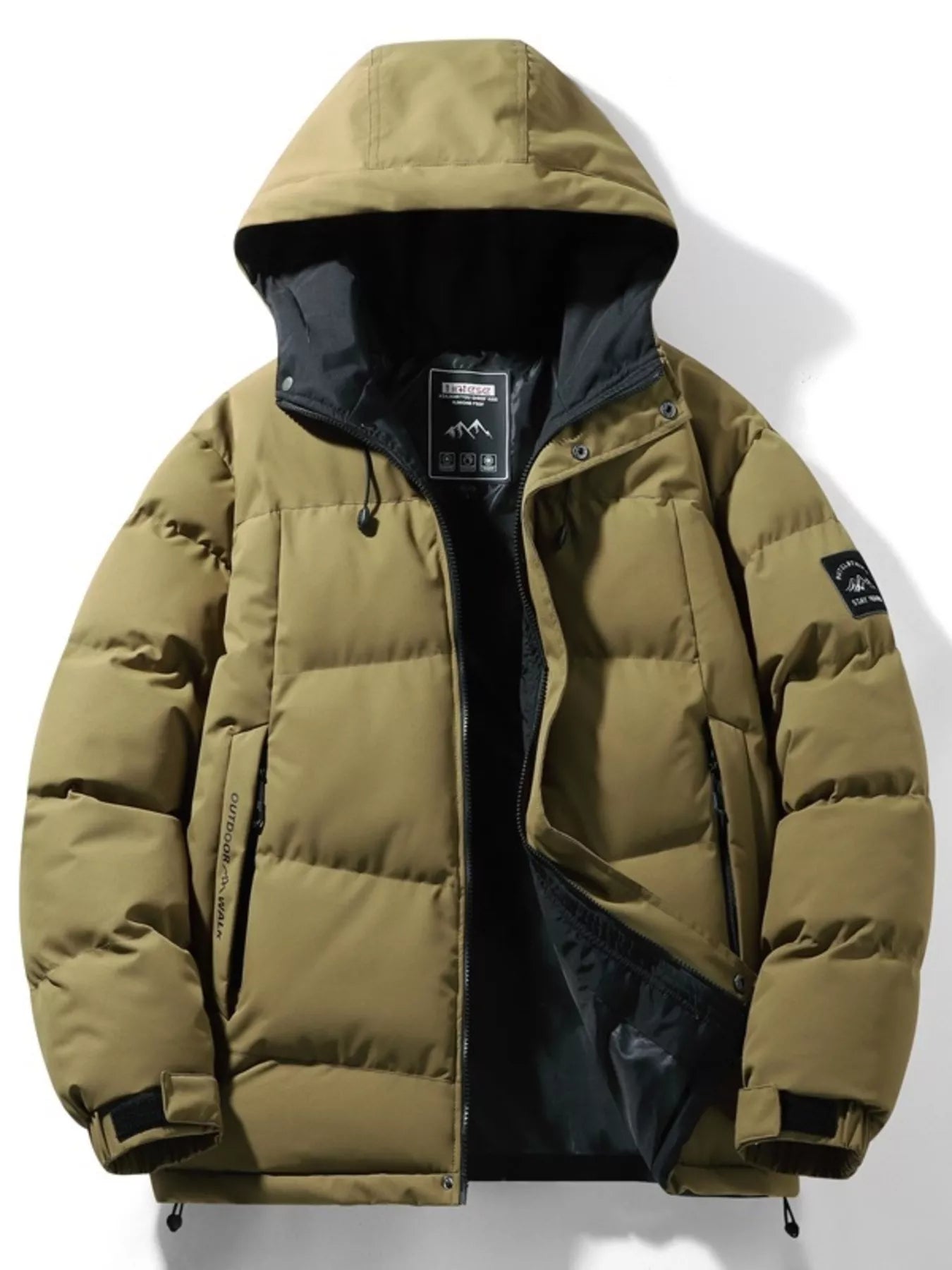 Men's Full Size Outdoor Padded Hooded Puffer Jacket Plus Size - P's One-Stop Shop 