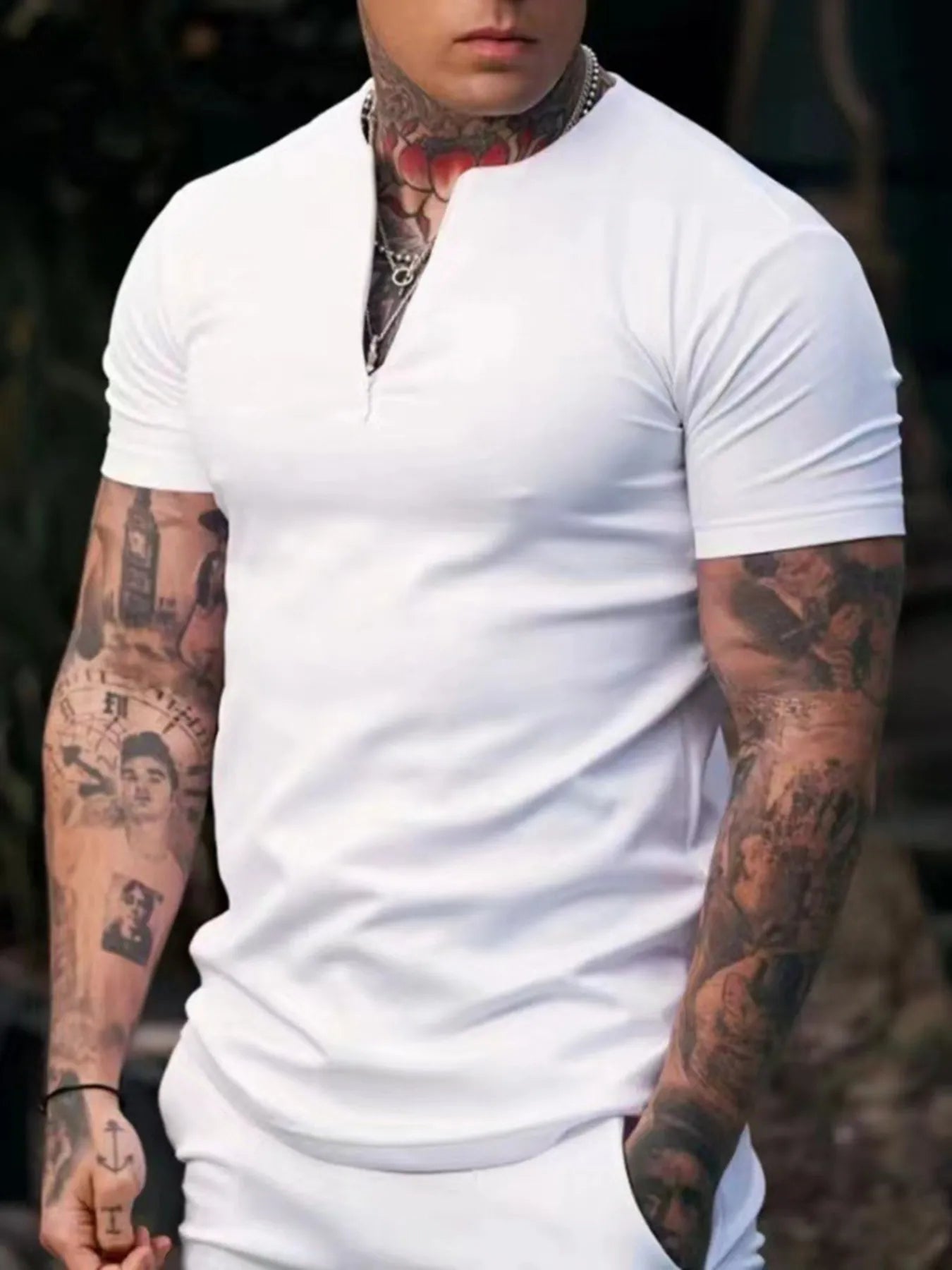 Men's Notched Short Sleeve Active T-Shirt - P's One-Stop Shop 