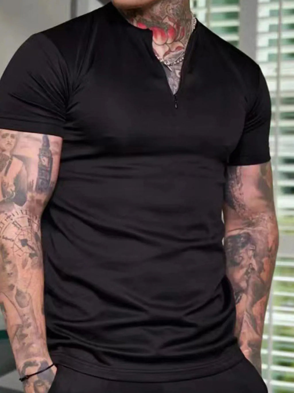 Men's Notched Short Sleeve Active T-Shirt - P's One-Stop Shop 