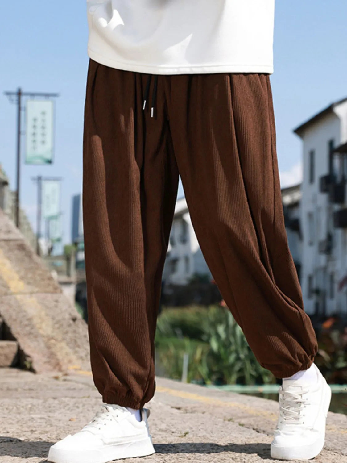 Men's Plus Size Drawstring Corduroy Joggers - P's One-Stop Shop 