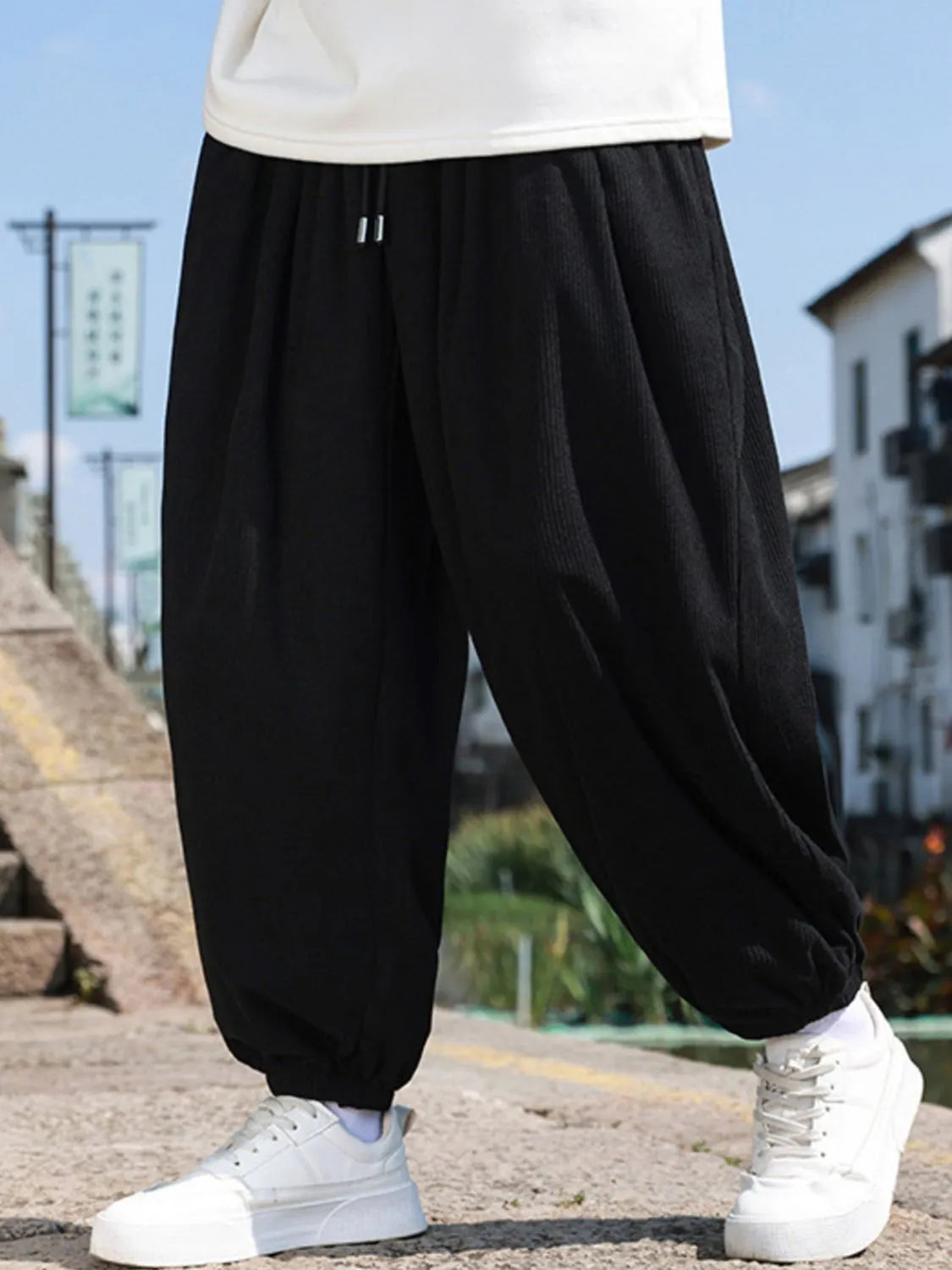 Men's Plus Size Drawstring Corduroy Joggers - P's One-Stop Shop 
