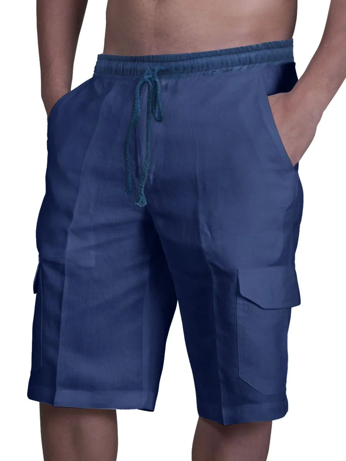 Men's Plus Size Drawstring Pocketed Shorts - P's One-Stop Shop 