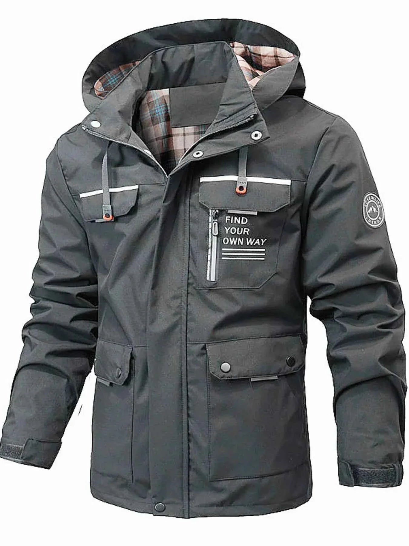 Men's Plus Size Hooded Outdoor Windproof Coat - P's One-Stop Shop 
