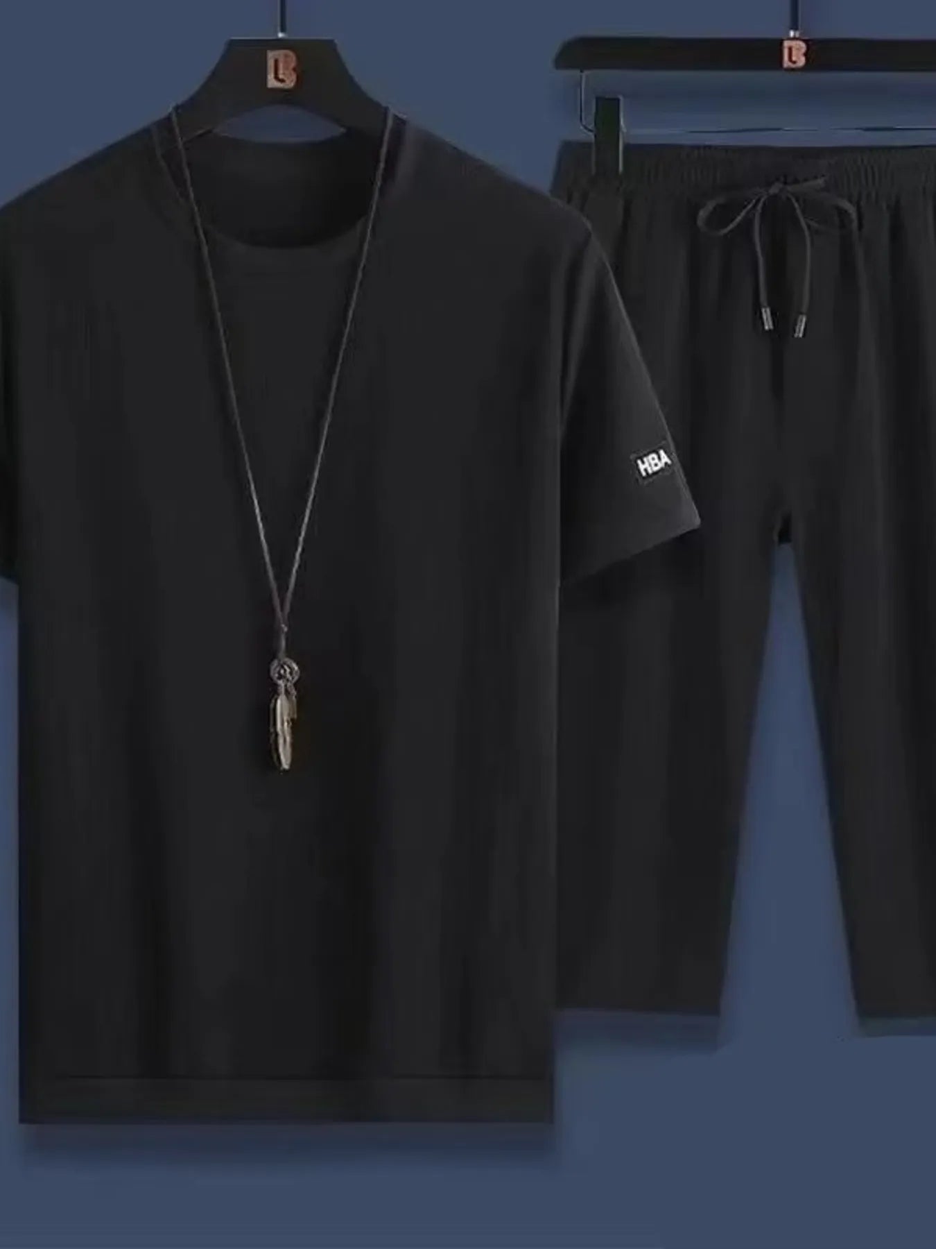 Men's Plus Size Round Neck Short Sleeve Top and Shorts Set - P's One-Stop Shop 