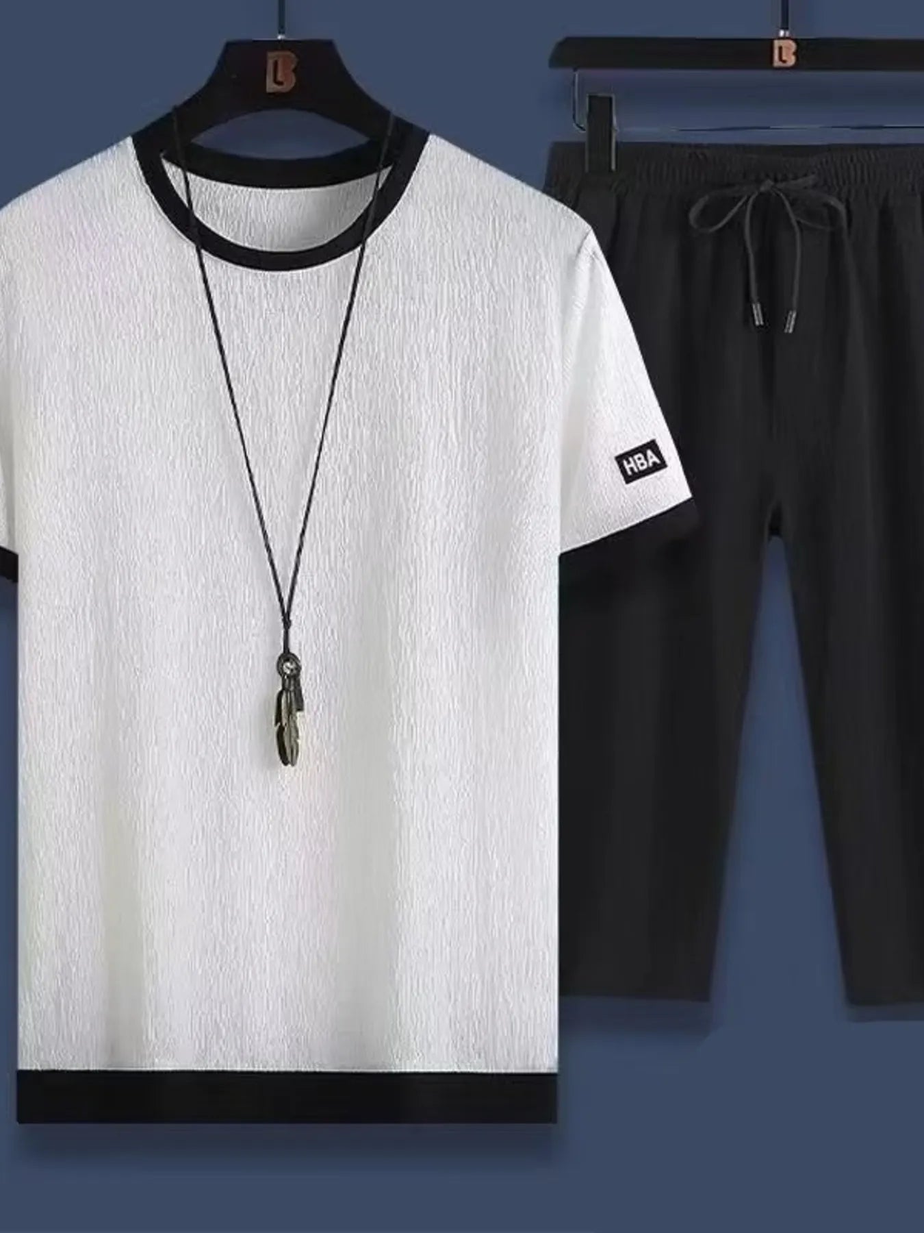 Men's Plus Size Round Neck Short Sleeve Top and Shorts Set - P's One-Stop Shop 