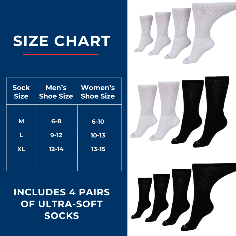 Men's Ultra-Soft Upper Calf Diabetic Socks (4 Pair) - P's One-Stop Shop 