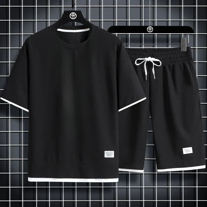 Men's Waffle Summer Casual Tracksuit Set - P's One-Stop Shop 