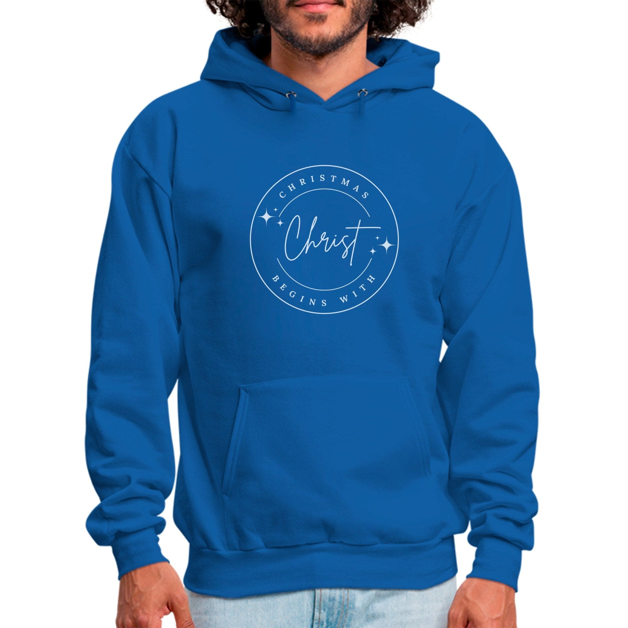 Mens Graphic Hoodie - Christmas Begins with Christ - P's One-Stop Shop 