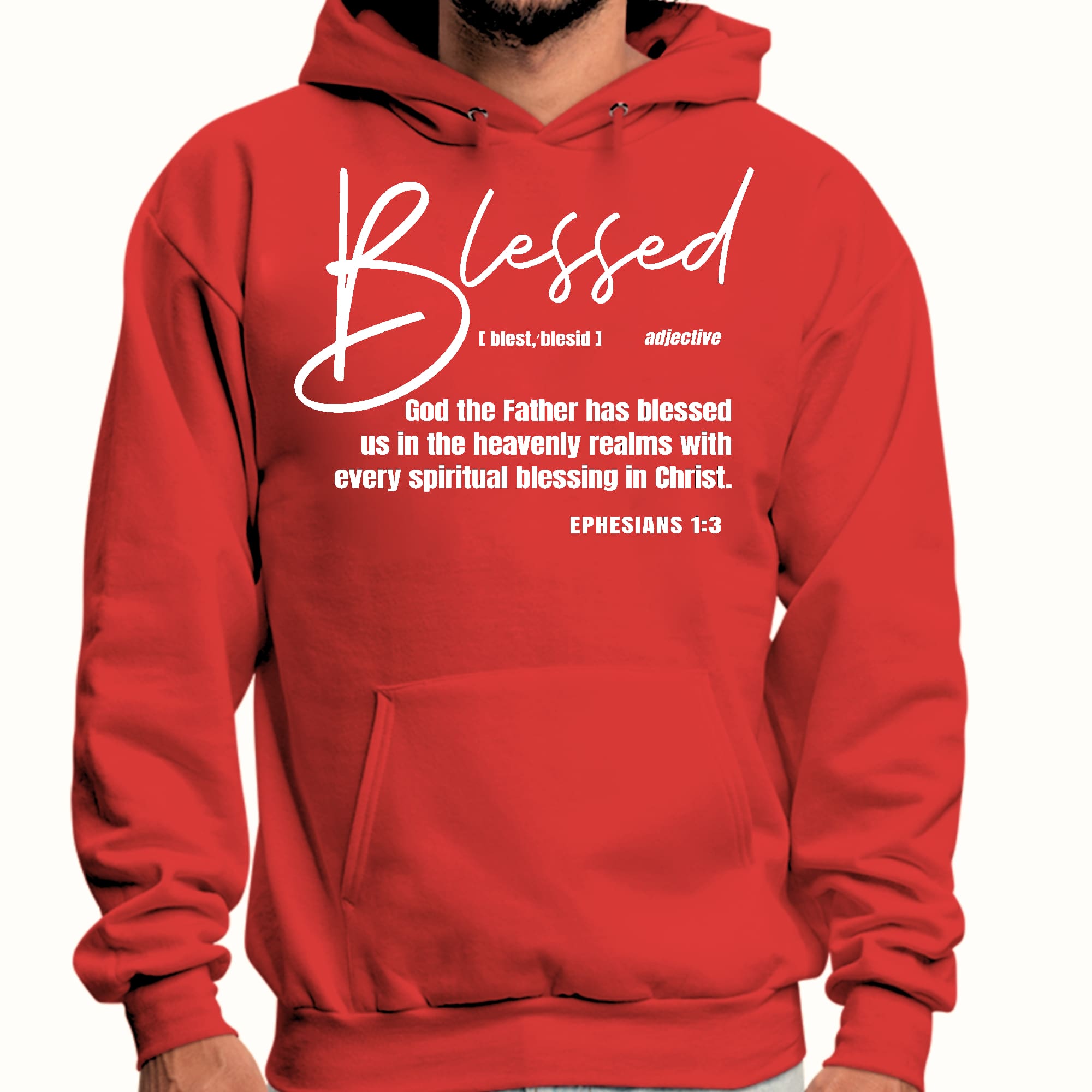 Mens Graphic Hoodie Ephesians - Blessed with Every Spiritual Blessing - P's One-Stop Shop 
