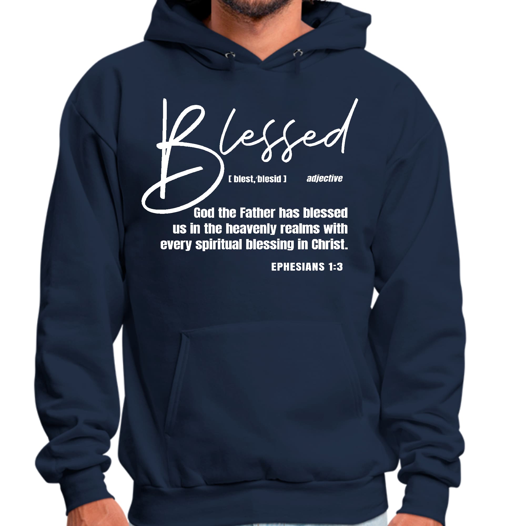 Mens Graphic Hoodie Ephesians - Blessed with Every Spiritual Blessing - P's One-Stop Shop 