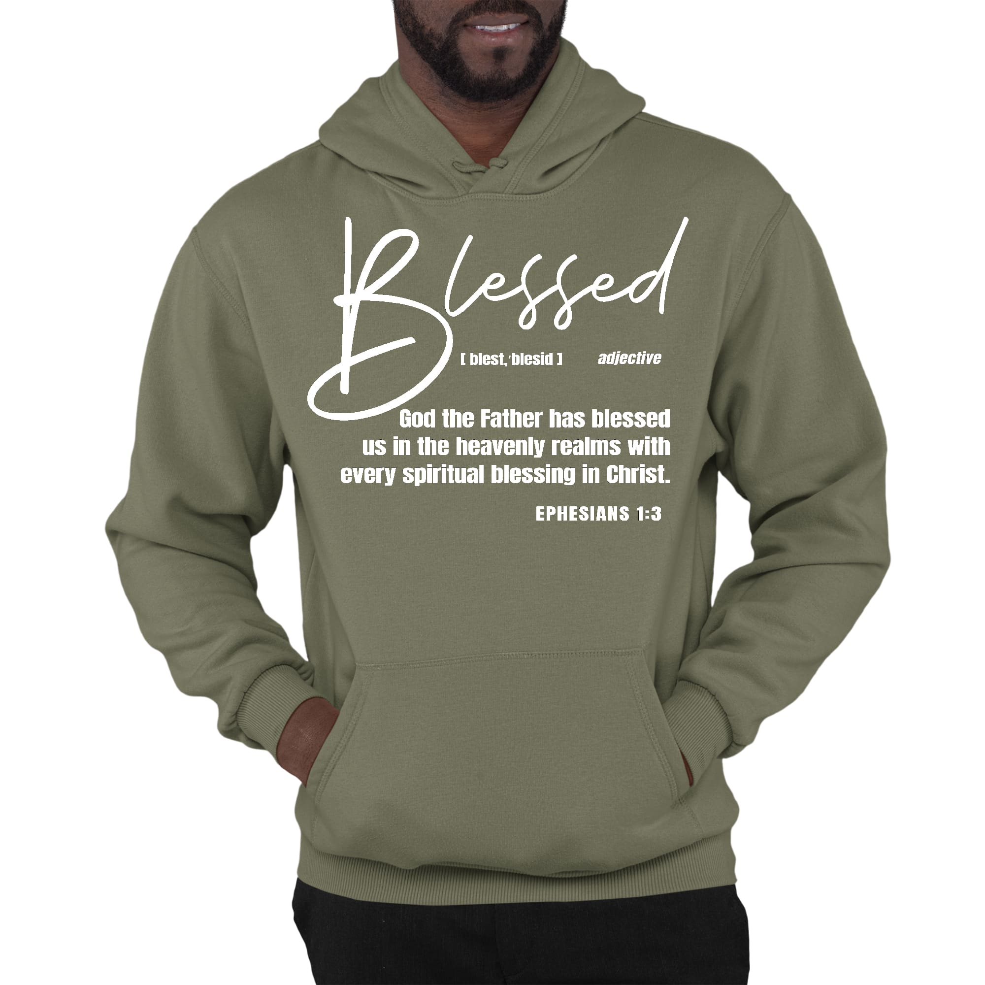 Mens Graphic Hoodie Ephesians - Blessed with Every Spiritual Blessing - P's One-Stop Shop 