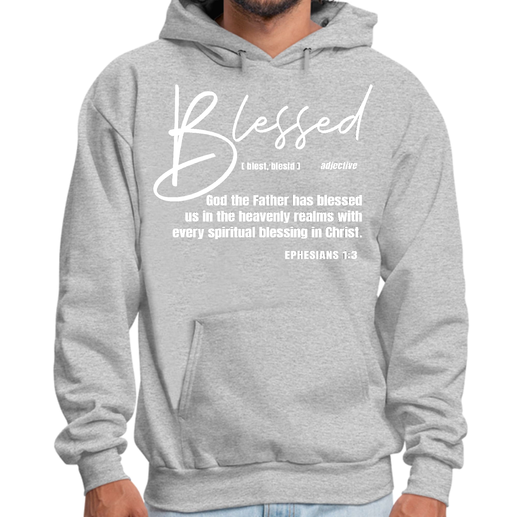 Mens Graphic Hoodie Ephesians - Blessed with Every Spiritual Blessing - P's One-Stop Shop 