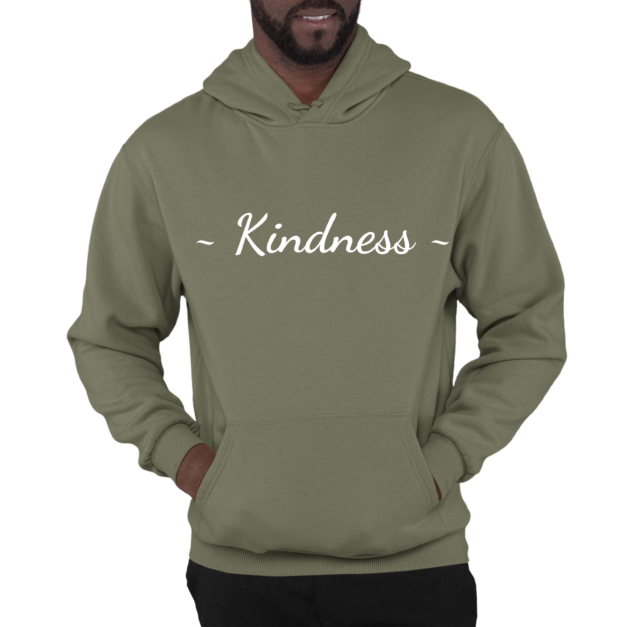 Mens Graphic Hoodie Kindness White Print - P's One-Stop Shop 