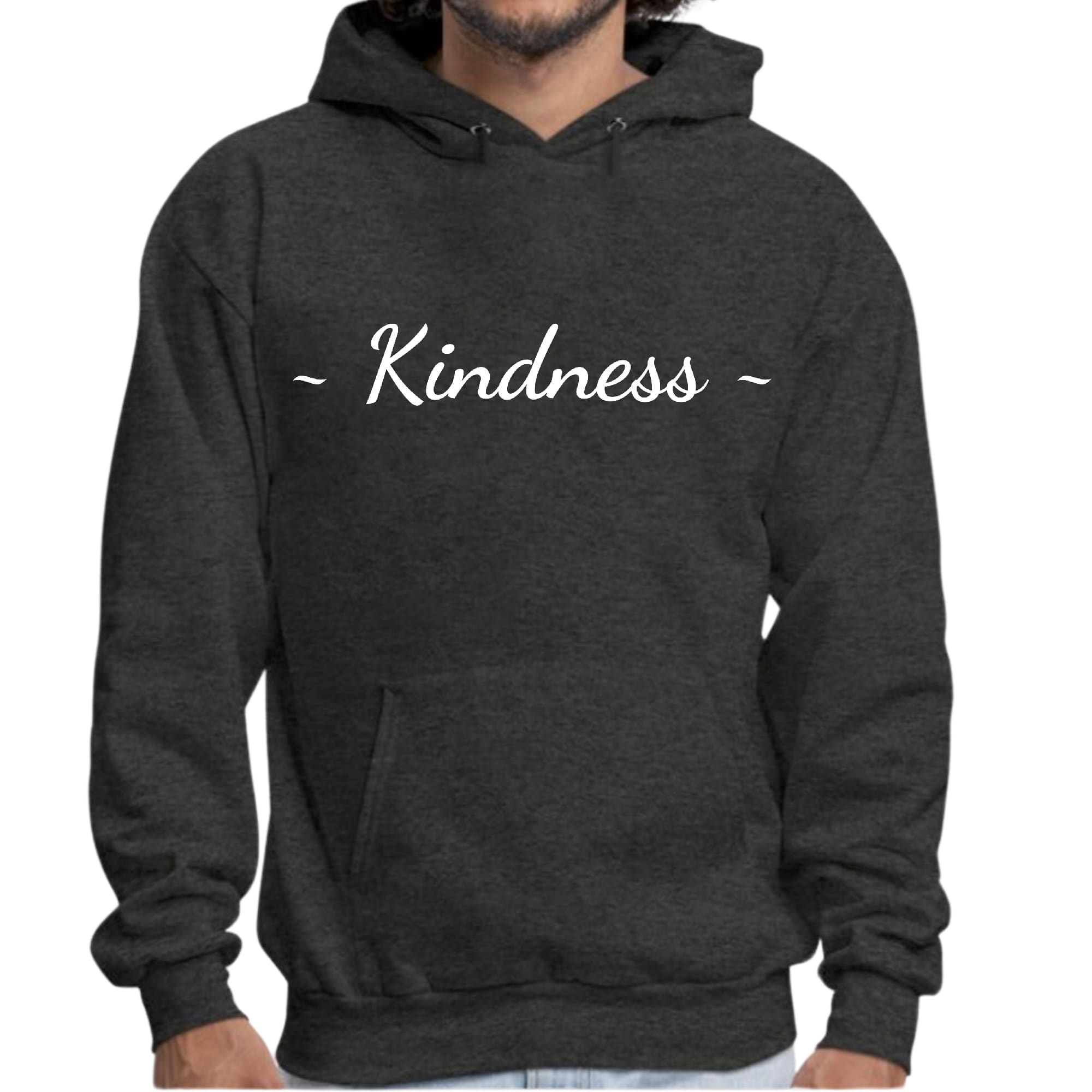 Mens Graphic Hoodie Kindness White Print - P's One-Stop Shop 