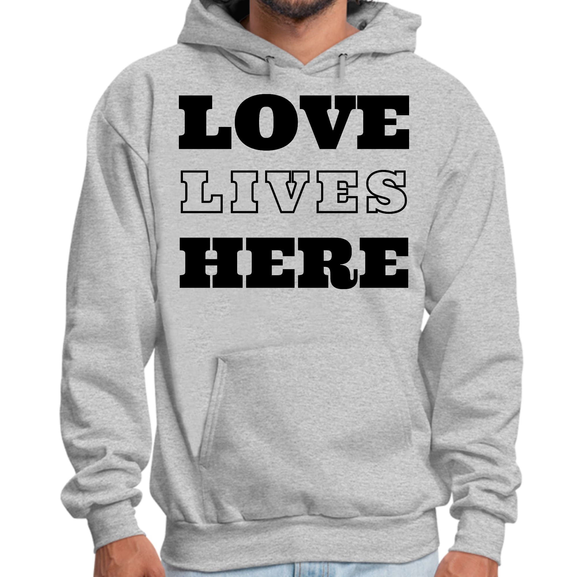 Mens Graphic Hoodie Love Lives Here - P's One-Stop Shop 