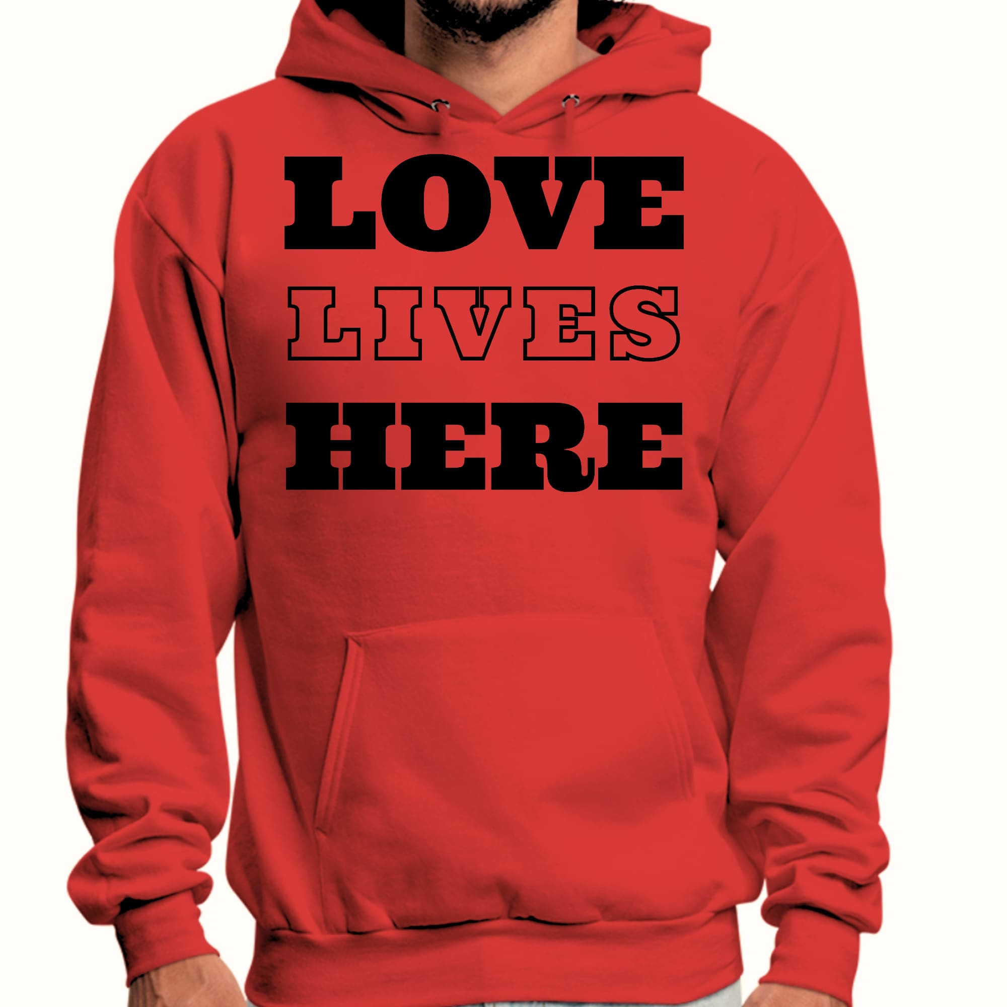 Mens Graphic Hoodie Love Lives Here - P's One-Stop Shop 