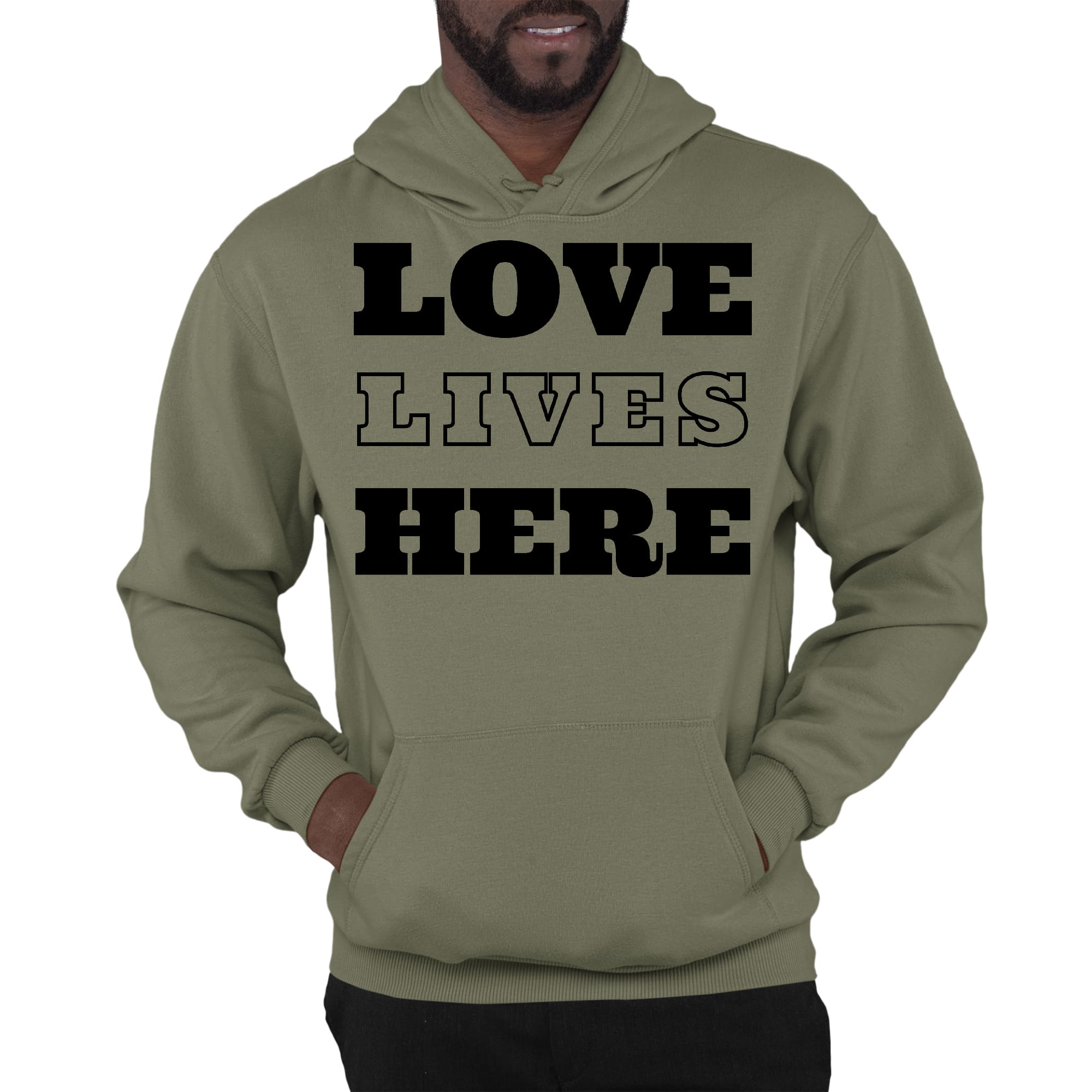 Mens Graphic Hoodie Love Lives Here - P's One-Stop Shop 