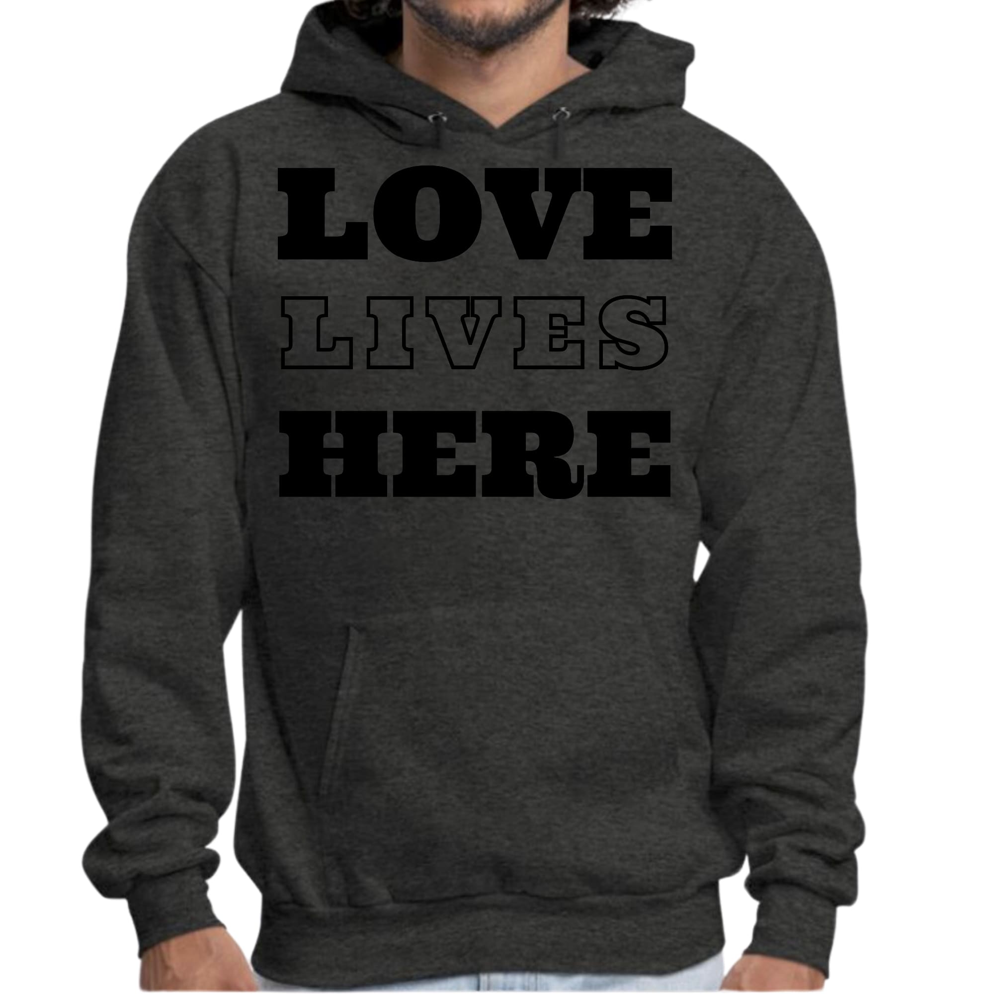 Mens Graphic Hoodie Love Lives Here - P's One-Stop Shop 
