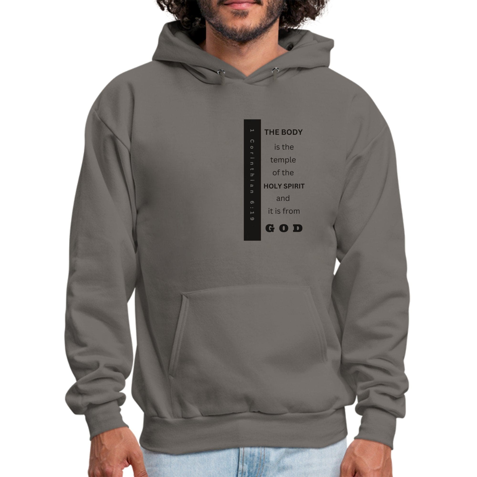 Mens Graphic Hoodie - the Body is the Temple of the Holy Spirit - P's One-Stop Shop 