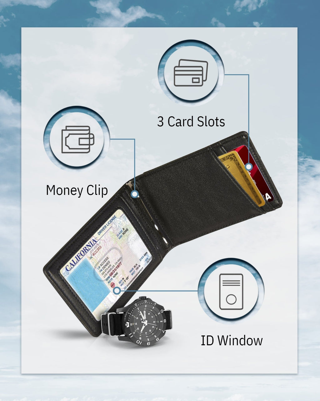 Money Clip Bifold Wallet W/ Pull Strap - P's One-Stop Shop 