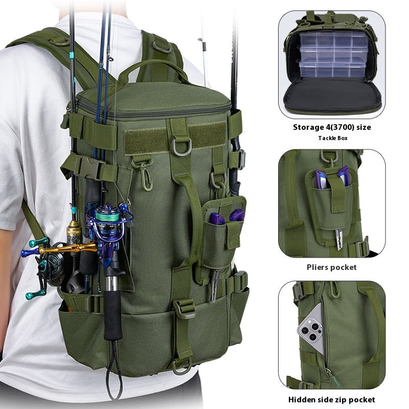 Multifunctional Hiking Backpack Waterproof Oxford Cloth Fishing Gym Bag - P's One-Stop Shop 
