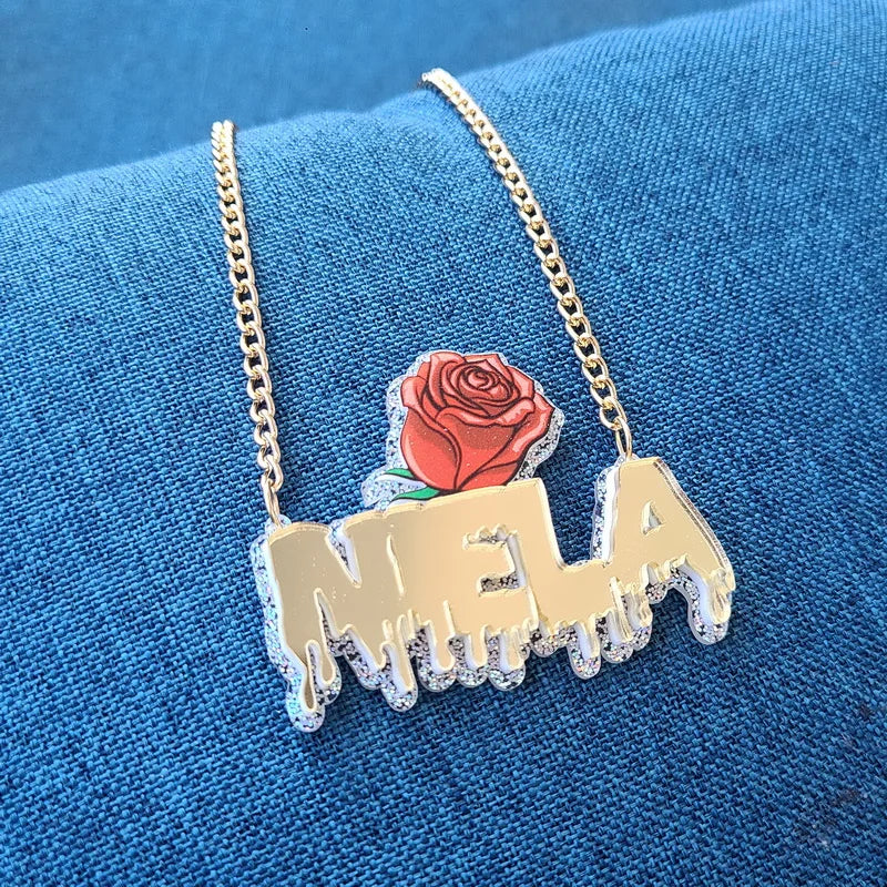 Personalised Kids Pendants acrylic Any Cartoon Character Nameplate Necklaces - P's One-Stop Shop 