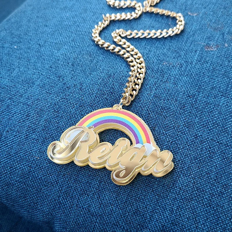 Personalised Kids Pendants acrylic Any Cartoon Character Nameplate Necklaces - P's One-Stop Shop 