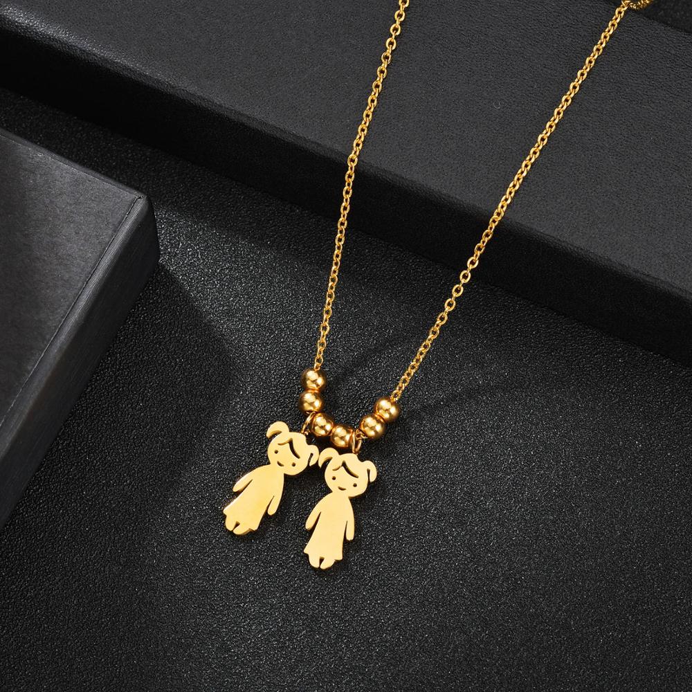 Personalized Boy Girl Kids Pendant Necklace Women Child Engraved Name Date Family Jewelry - P's One-Stop Shop 