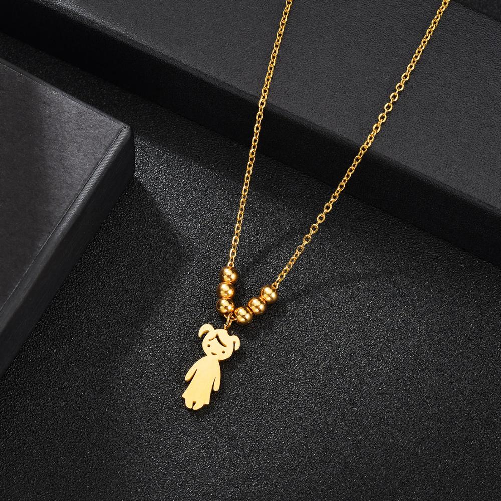 Personalized Boy Girl Kids Pendant Necklace Women Child Engraved Name Date Family Jewelry - P's One-Stop Shop 