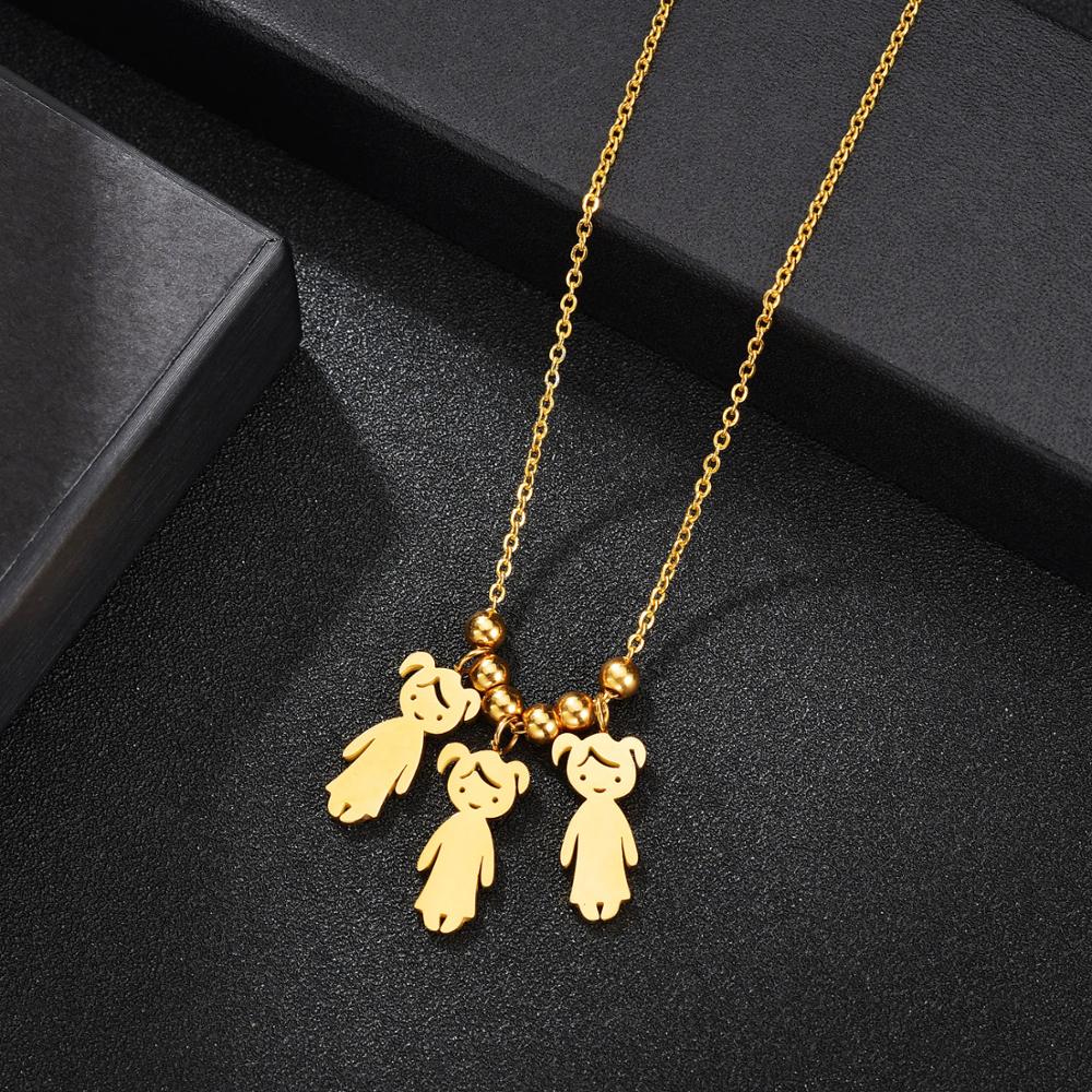 Personalized Boy Girl Kids Pendant Necklace Women Child Engraved Name Date Family Jewelry - P's One-Stop Shop 