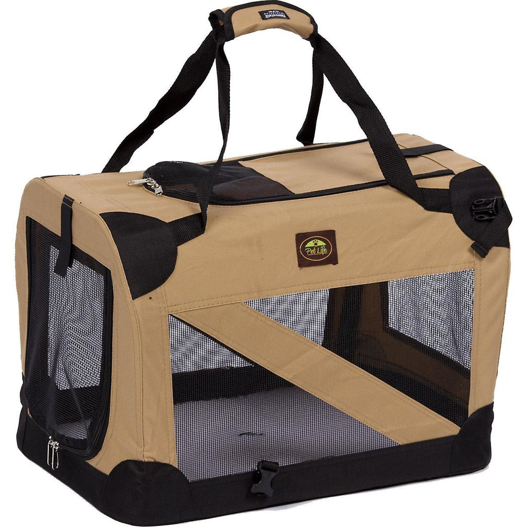 Pet Life ® '360° Vista View' Zippered Soft Folding Collapsible Durable Metal Framed Pet Dog Crate House Carrier - P's One-Stop Shop 