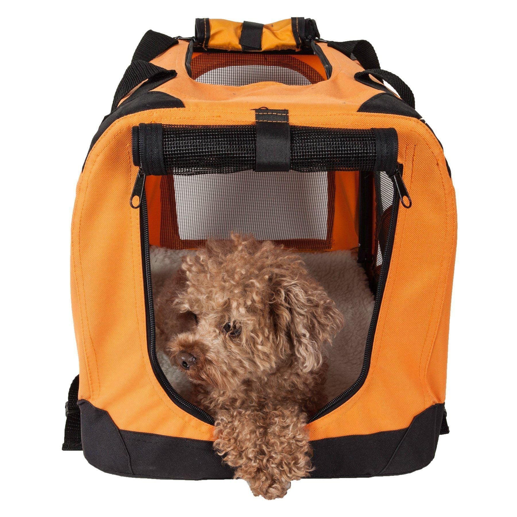 Pet Life ® '360° Vista View' Zippered Soft Folding Collapsible Durable Metal Framed Pet Dog Crate House Carrier - P's One-Stop Shop 