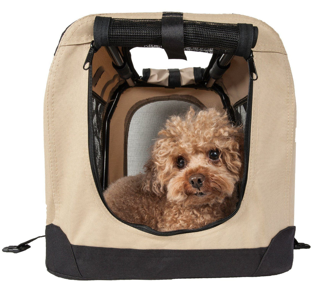 Pet Life ® '360° Vista View' Zippered Soft Folding Collapsible Durable Metal Framed Pet Dog Crate House Carrier - P's One-Stop Shop 