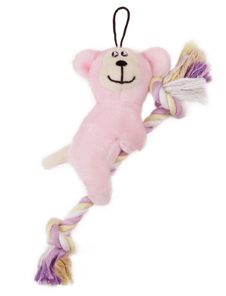 Pet Life ® 'Broom-Lick' Plush and Jute Rope Squeaking Newborn Cat and Dog Toy - P's One-Stop Shop 
