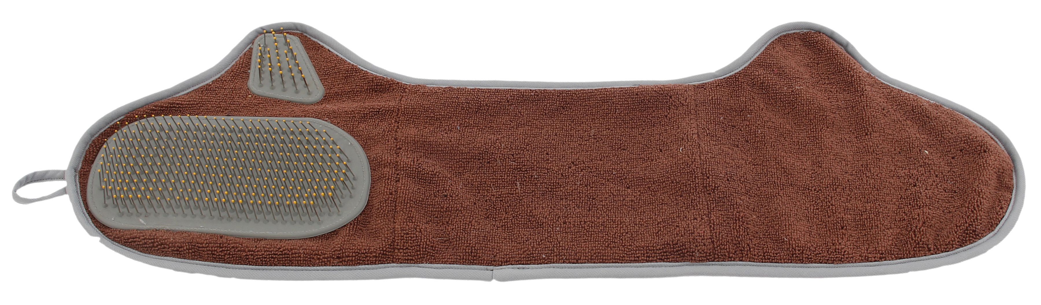 Pet Life ® 'Bryer' 2-in-1 Hand-Inserted Microfiber Pet Grooming Towel and Brush - P's One-Stop Shop 