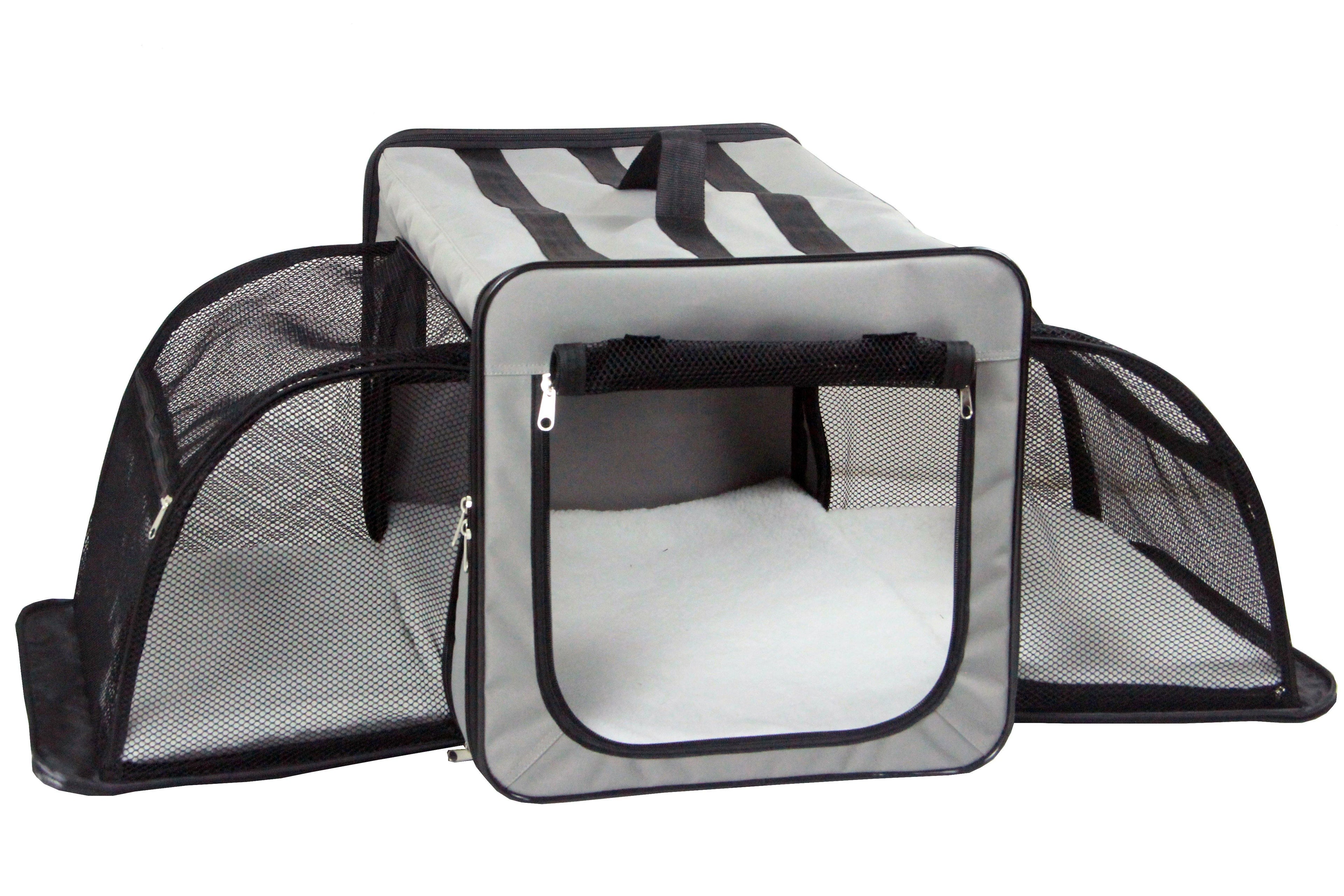 Pet Life ® 'Capacious' Dual-Sided Expandable Spacious Wire Folding Collapsible Lightweight Pet Dog Crate Carrier House - P's One-Stop Shop 