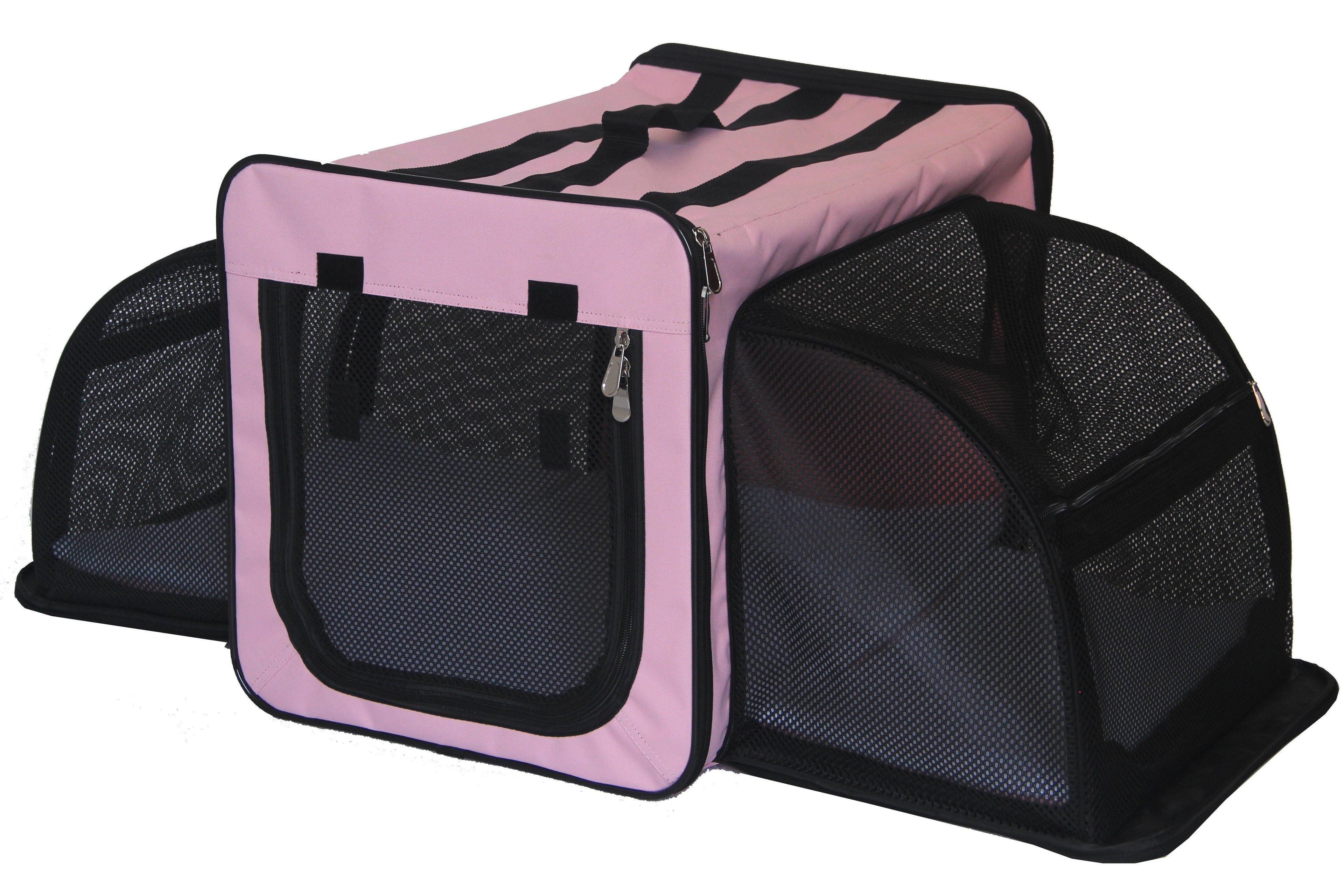 Pet Life ® 'Capacious' Dual-Sided Expandable Spacious Wire Folding Collapsible Lightweight Pet Dog Crate Carrier House - P's One-Stop Shop 