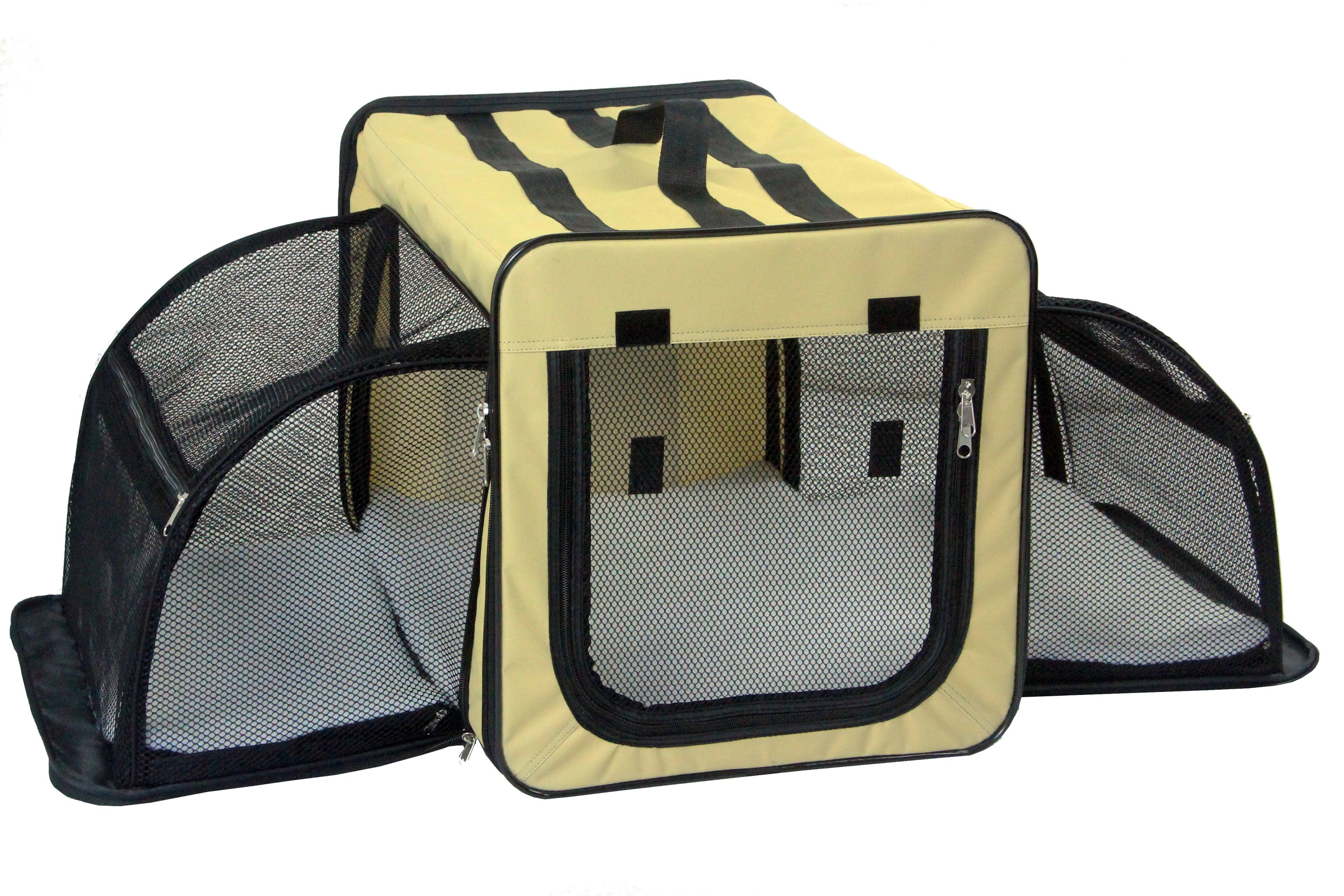 Pet Life ® 'Capacious' Dual-Sided Expandable Spacious Wire Folding Collapsible Lightweight Pet Dog Crate Carrier House - P's One-Stop Shop 