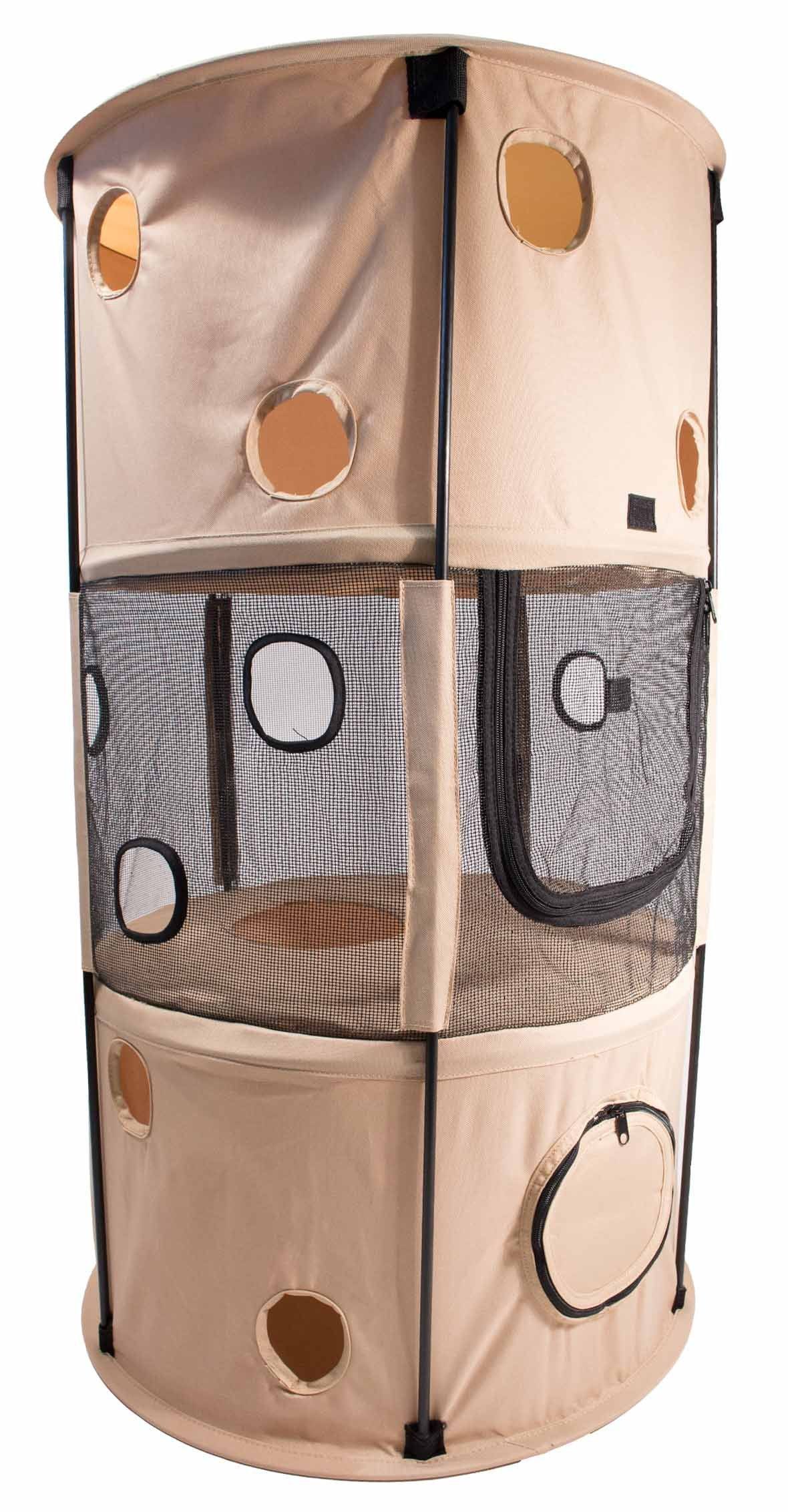 Pet Life ® 'Climber-Tree' Play-Active Travel Collapsible Lightweight Kitty Cat Tree House Lounger - P's One-Stop Shop 