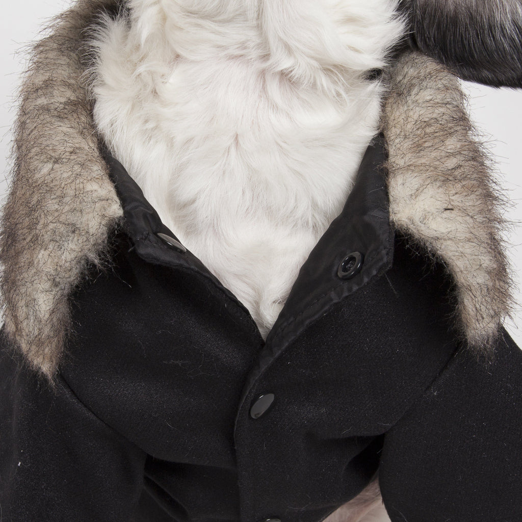 Pet Life ® 'Coast-Guard' Buttoned Fashion Faux-Fur Collared Wool Dog Coat - P's One-Stop Shop 