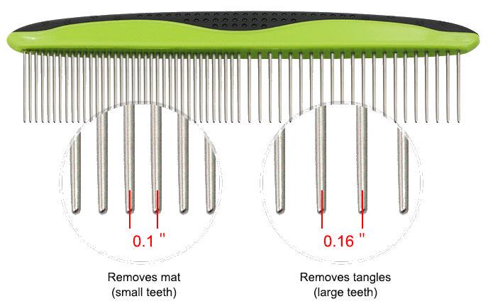 Pet Life ® Grip Ease' Wide and Narrow Tooth Grooming Pet Comb - P's One-Stop Shop 