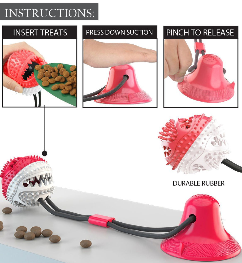 Pet Life ® 'Grip N' Play' Treat Dispensing Ball Shaped Suction Cup Dog Toy - P's One-Stop Shop 