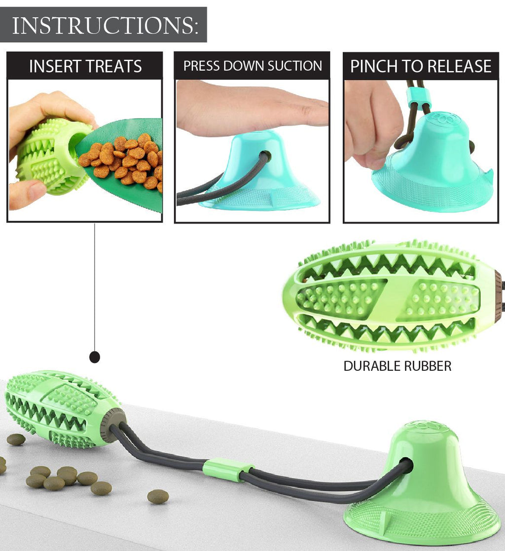 Pet Life ® 'Grip N' Play' Treat Dispensing Football Shaped Suction Cup Dog Toy - P's One-Stop Shop 