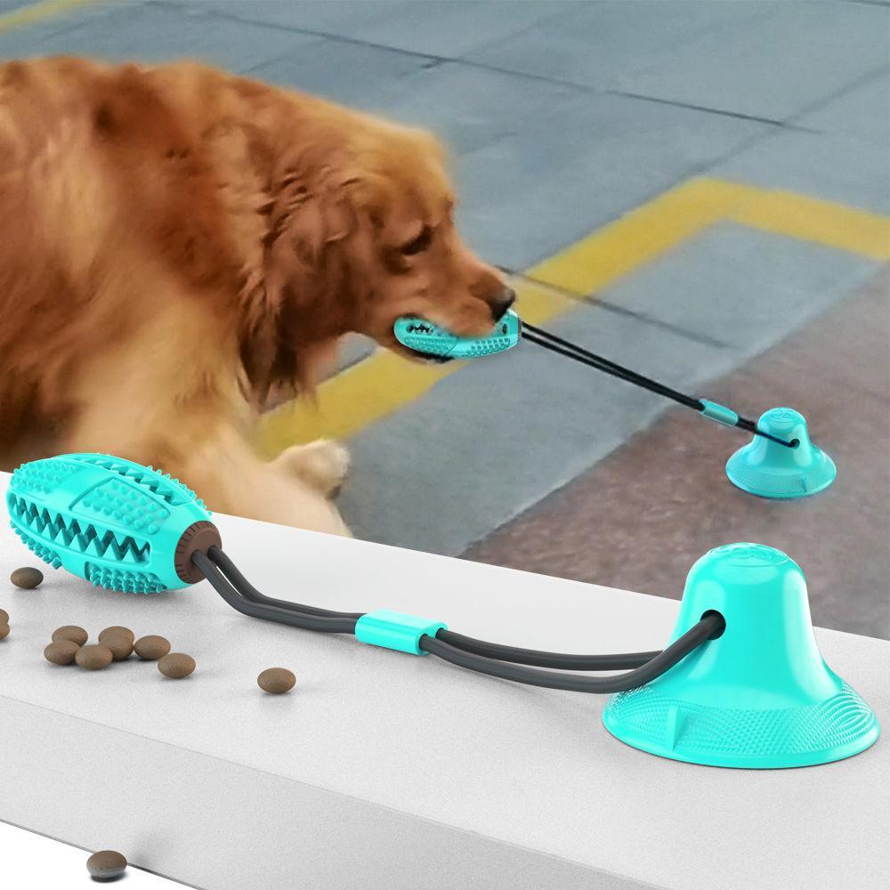 Pet Life ® 'Grip N' Play' Treat Dispensing Football Shaped Suction Cup Dog Toy - P's One-Stop Shop 