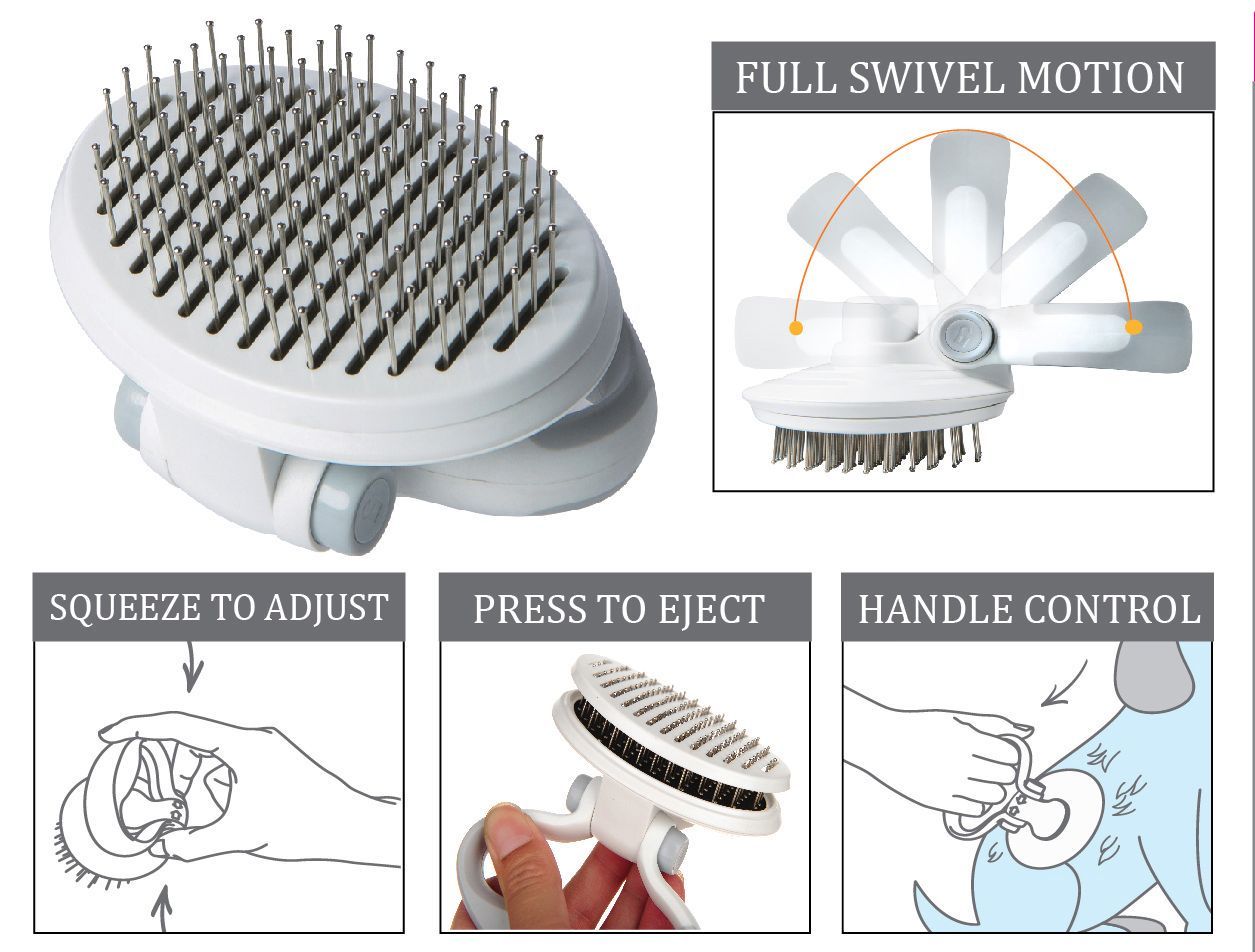 Pet Life ® 'Gyrater' Travel Self-Cleaning Swivel Grooming Pet Pin Brush - P's One-Stop Shop 