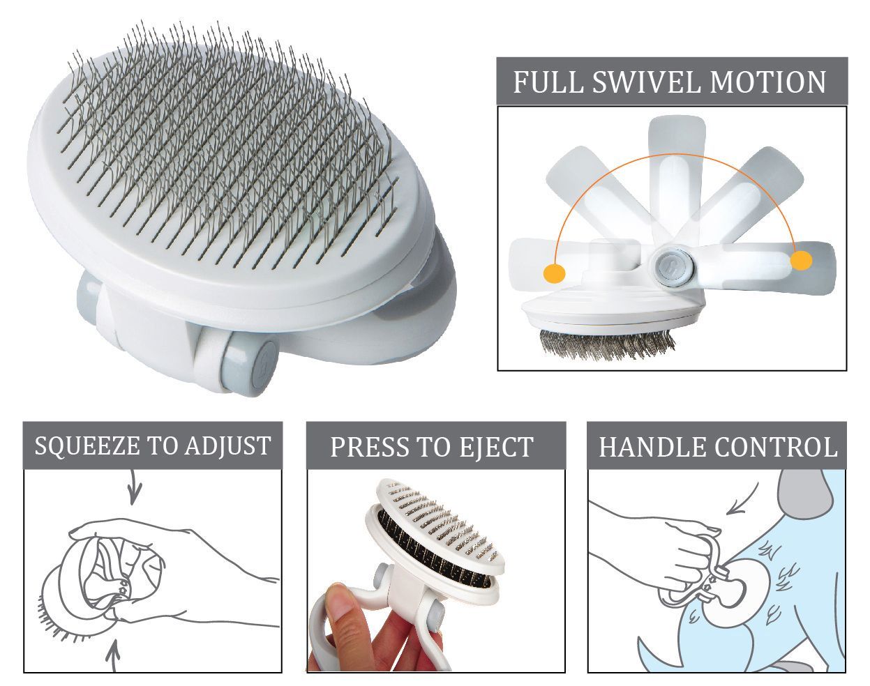 Pet Life ® 'Gyrater' Travel Self-Cleaning Swivel Grooming Slicker Pet Brush - P's One-Stop Shop 