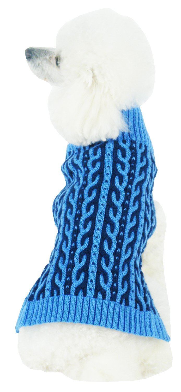 Pet Life ® 'Harmonious' Dual Color Weaved Heavy Cable Knitted Fashion Designer Dog Sweater - P's One-Stop Shop 