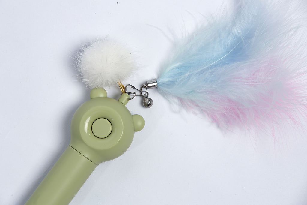 Pet Life ® 'KITIQUE" 3-in-1 Retractable and Extendable Feathered and Laser Wand Kitty Cat Teaser - P's One-Stop Shop 