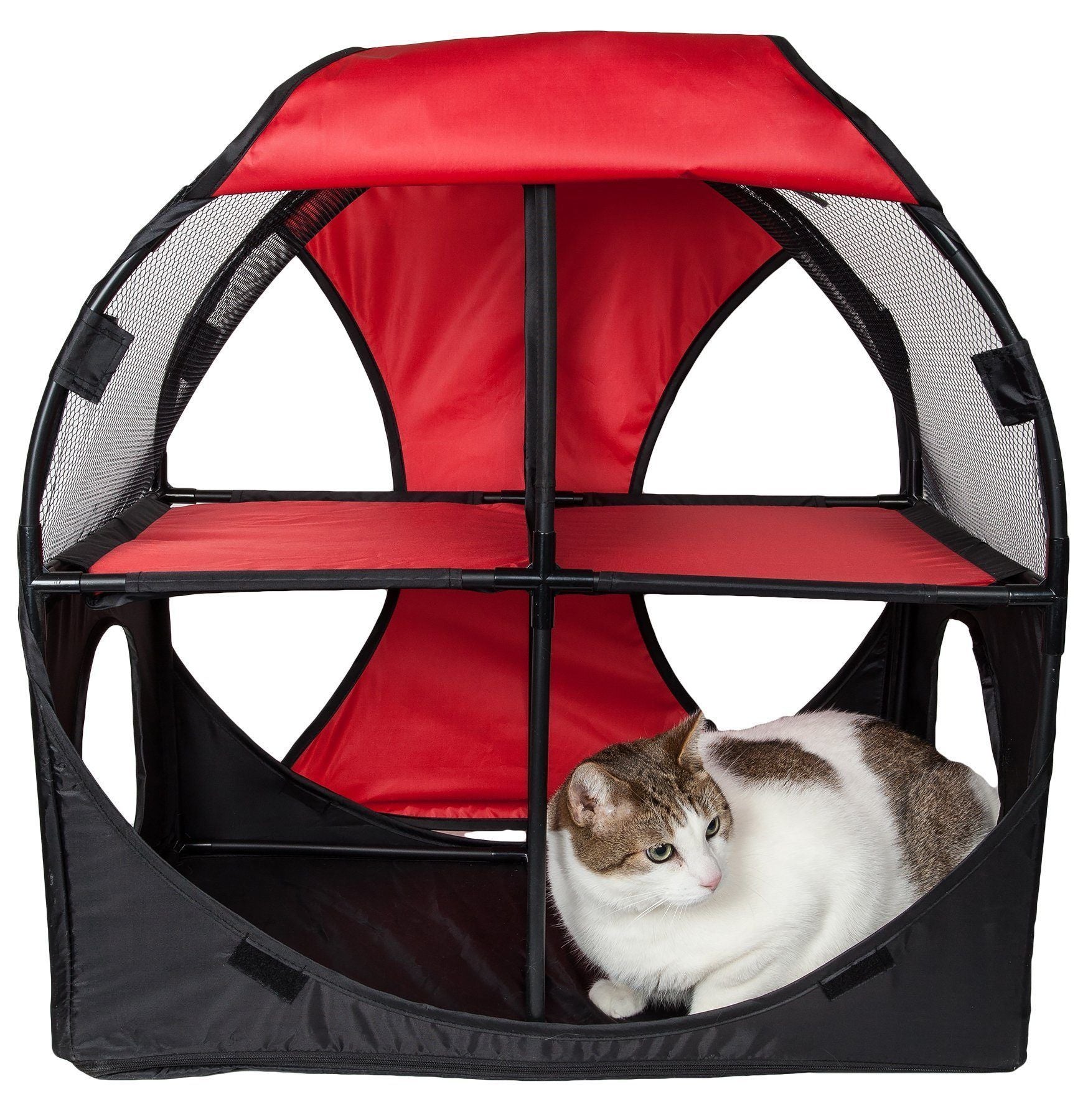 Pet Life ® 'Kitty-Play' Collapsible Travel Interactive Kitty Cat Tree Maze House Lounger Tunnel Lounge - P's One-Stop Shop 