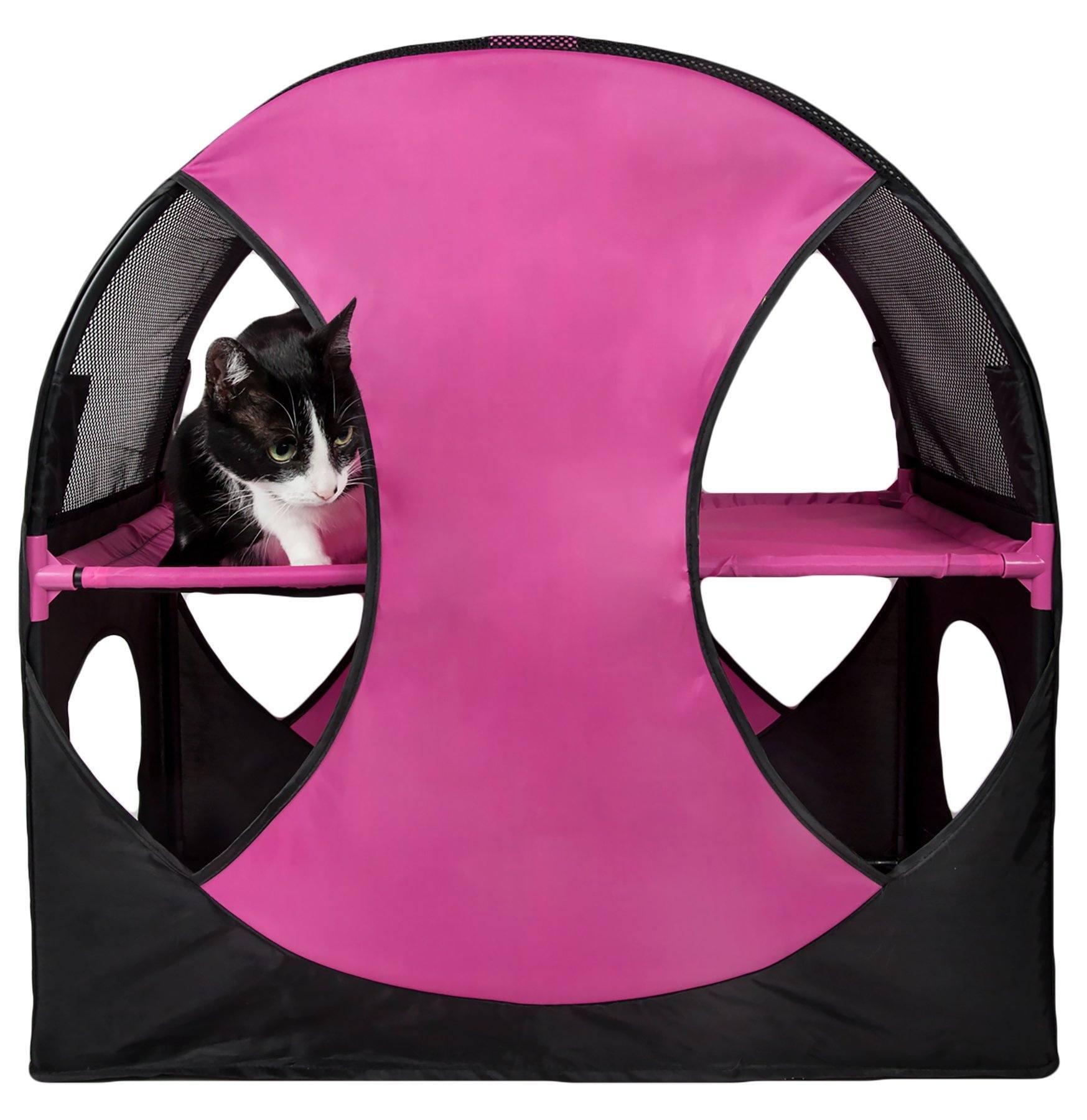 Pet Life ® 'Kitty-Play' Collapsible Travel Interactive Kitty Cat Tree Maze House Lounger Tunnel Lounge - P's One-Stop Shop 